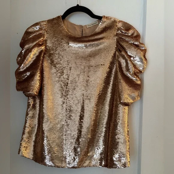 Ulla Johnson Gold Sequin Blouse - Picture 2 of 7